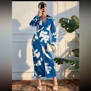 Brush Print Knot Side Wrap Dress, Size Medium